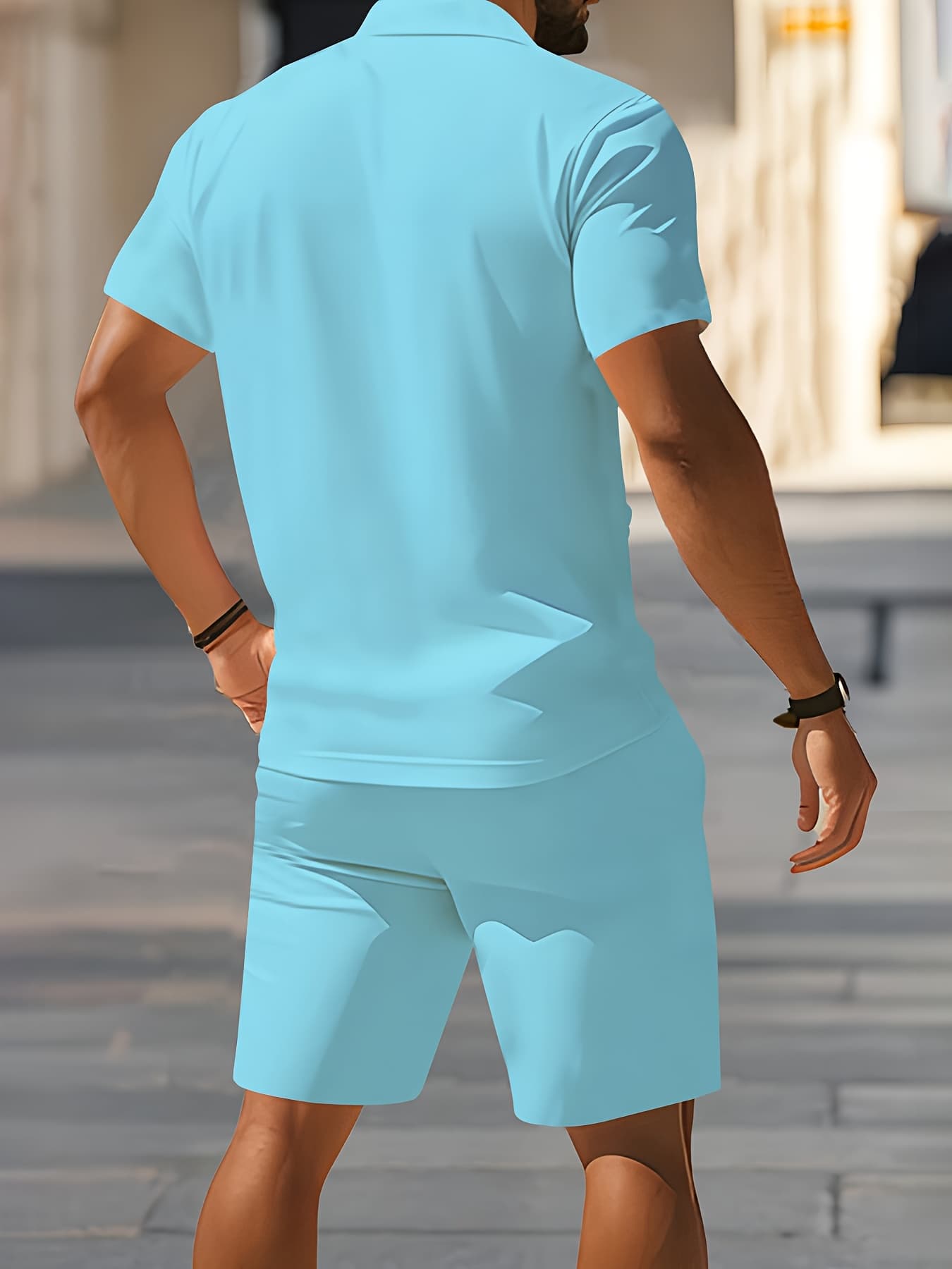 Conjunto de Camisa Polo de Viagem de Verão para Homem, Traje de Férias Estilo Levemente Maduro, Conjunto Completo 2